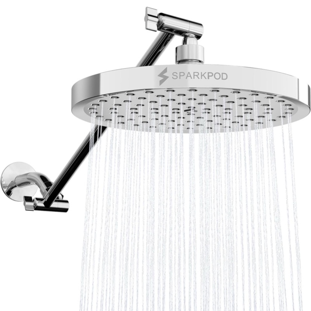 SPARKPOD 8” LUXURY RAINFALL SHOWER HEAD & 16” ADJUSTABLE SHOWER ARM EXTENSION